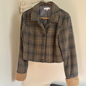 Women's Plaid Jacket - Brown